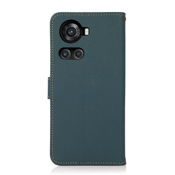 OnePlus 10R / Ace KHAZNEH Custer Genuine Leather RFID Phone Case(Green)