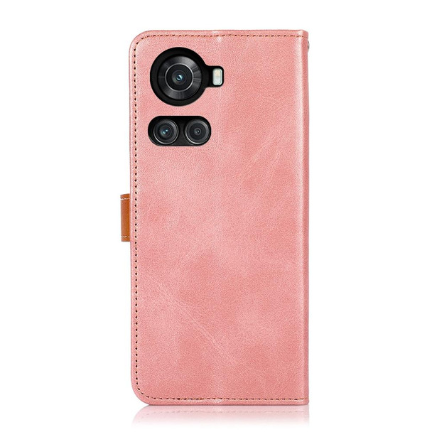 OnePlus Ace / 10R KHAZNEH Dual-color Cowhide Texture Flip Leather Phone Case(Rose Gold)