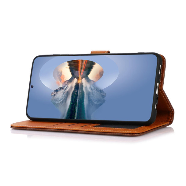 OnePlus Ace / 10R KHAZNEH Dual-color Cowhide Texture Flip Leather Phone Case(Rose Gold)