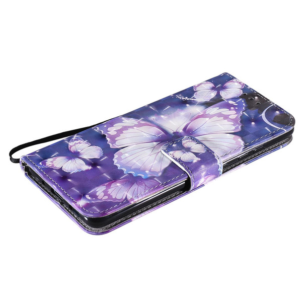 Samsung Galaxy S20 FE 3D Painting Horizontal Flip Leather Case with Holder & Card Slot & Lanyard(Purple Butterflies)