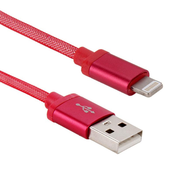 1m Net Style Metal Head 8 Pin to USB Data / Charger Cable,  - iPhone XR / iPhone XS MAX / iPhone X & XS / iPhone 8 & 8 Plus / iPhone 7 & 7 Plus / iPhone 6 & 6s & 6 Plus & 6s Plus / iPad(Red)