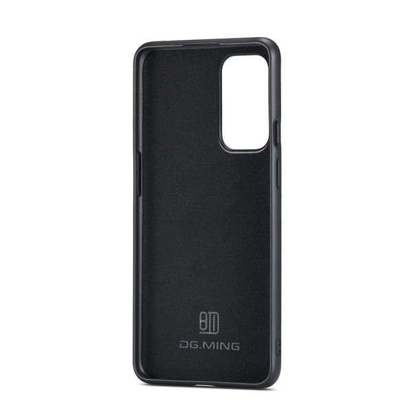 OnePlus 9 (EU/NA) DG.MING M1 Series 3-Fold Multi Card Wallet + Magnetic Back Cover Shockproof Case with Holder Function(Black)