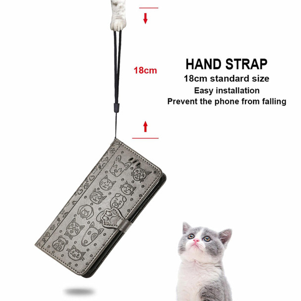 Blackview A100 Lovely Cat and Dog Embossing Pattern Horizontal Flip Leatherette Case , with Holder & Card Slots & Wallet & Cartoon Clasp & Lanyard(Grey)