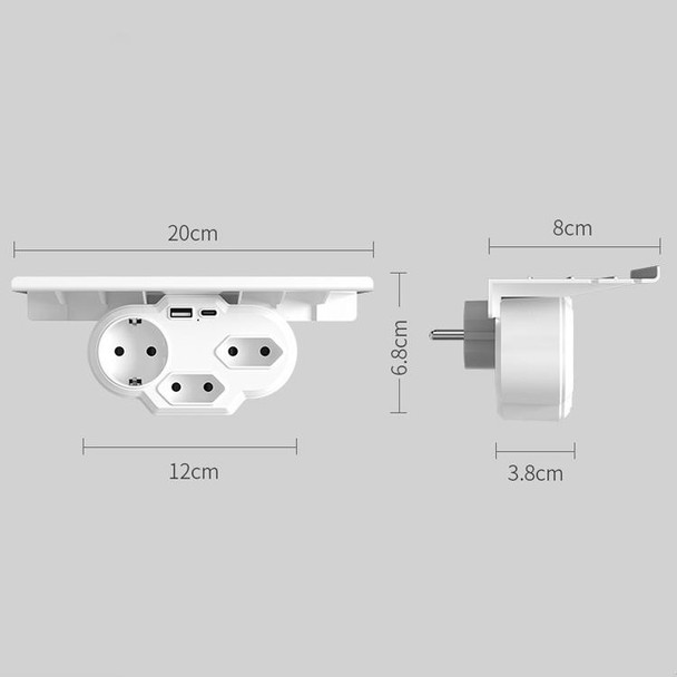 HHT610 Expansion Plug Adapter, EU Plug, Specification: With Tray No Light(White)