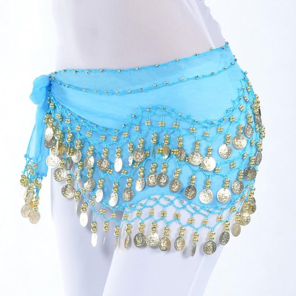 Lady Belly Dance Hip Scarf Accessories 3-Row Belt Skirt Bellydance Waist Chain Wrap Adult Dance Wear(Yellow)
