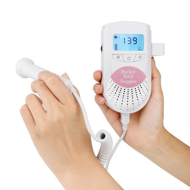 FD-100 Digital Fetal Doppler Ultrasound Sound Baby Heartbeat Detector Monitor LED Digital Prenatal Pocket Fetal Doppler Stethoscope (Pink)