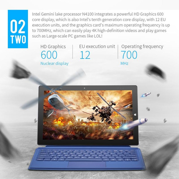 PiPO W11 2 in 1 Tablet PC, 11.6 inch, 8GB+128GB+128GB SSD, Windows 10 System, Intel Gemini Lake N4120 Quad Core Up to 2.6GHz, with Stylus Pen Not Included Keyboard, Support Dual Band WiFi & Bluetooth