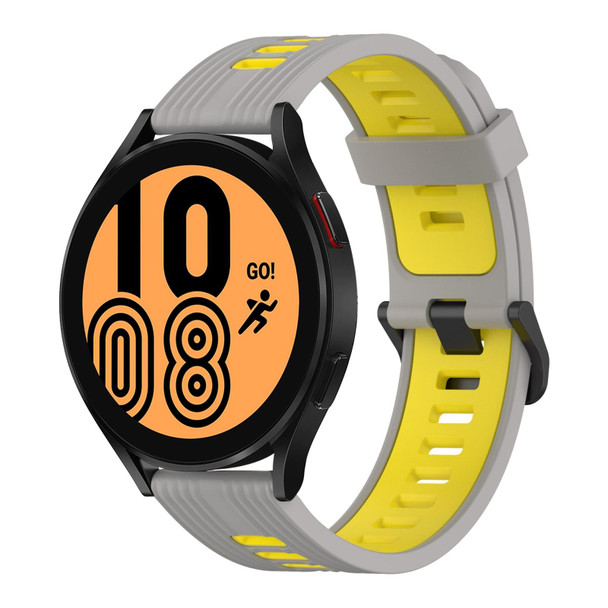 Samsung Galaxy Watch 4 44mm 20mm Vertical Pattern Two-Color Silicone Watch Band(Grey+Yellow)