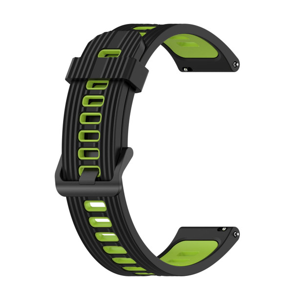 Samsung Galaxy Watch 4 44mm 20mm Vertical Pattern Two-Color Silicone Watch Band(Black+Green)