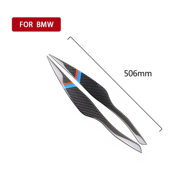 1 Pair Three Color Carbon Fiber Car Lamp Eyebrow Decorative Sticker for BMW E90 / 318i / 320i / 325i 2005-2008, Drop Glue Version