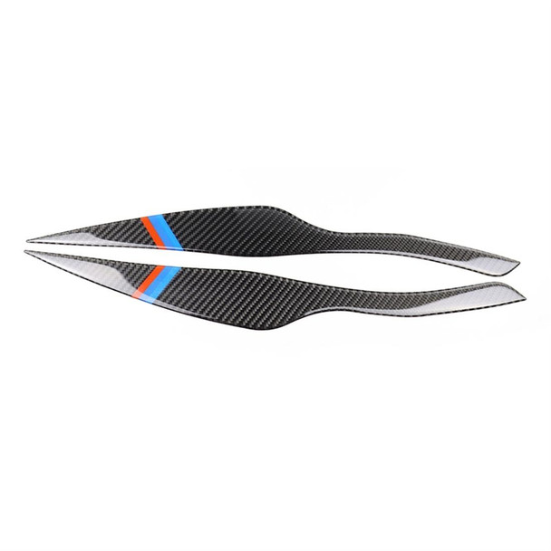 1 Pair Three Color Carbon Fiber Car Lamp Eyebrow Decorative Sticker for BMW E90 / 318i / 320i / 325i 2005-2008, Drop Glue Version