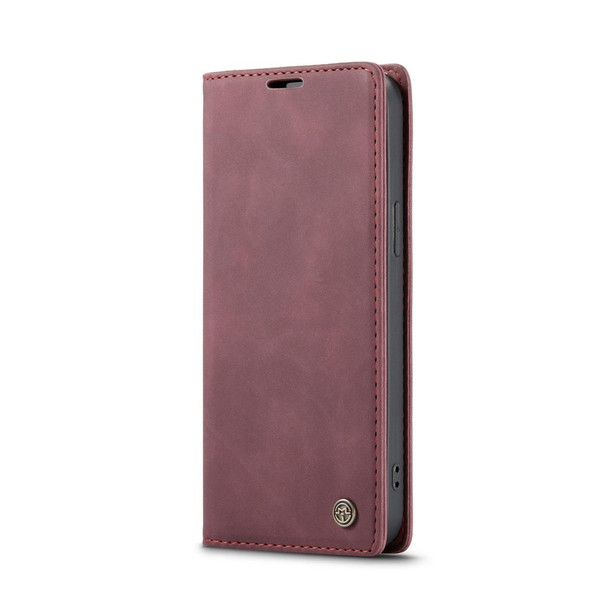 iPhone 12 Pro Max CaseMe-013 Multifunctional Retro Frosted Horizontal Flip Leather Case with Card Slot & Holder & Wallet(Wine Red)