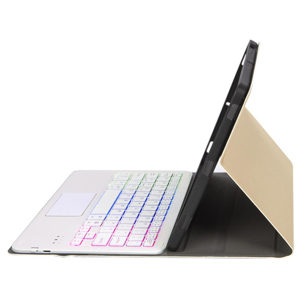 Samsung Galaxy Tab A8 10.5 (2021) A08B-AS Lambskin Texture Backlight Bluetooth Keyboard Leather Tablet Case(Gold)