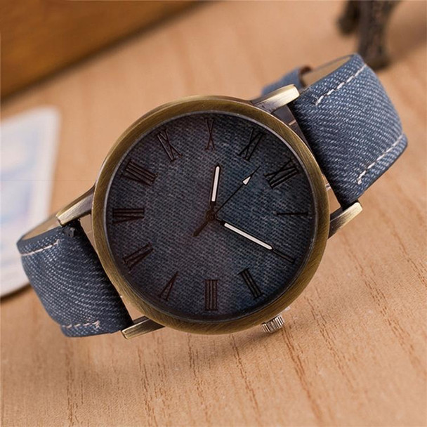 Denim Design Leatherette Strap Quartz Watches for Women(Blue)