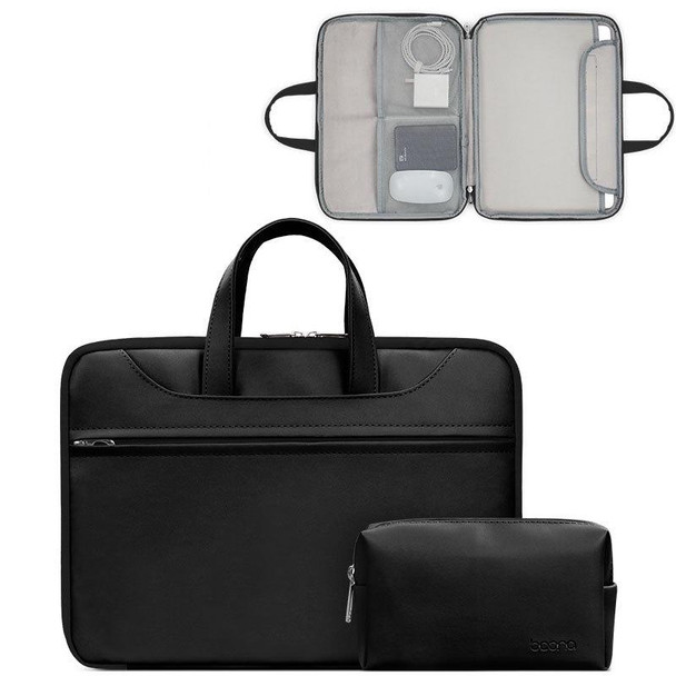 Baona BN-Q006 PU Leatherette Full Opening Laptop Handbag - 16/17 inches(Black+Power Bag)