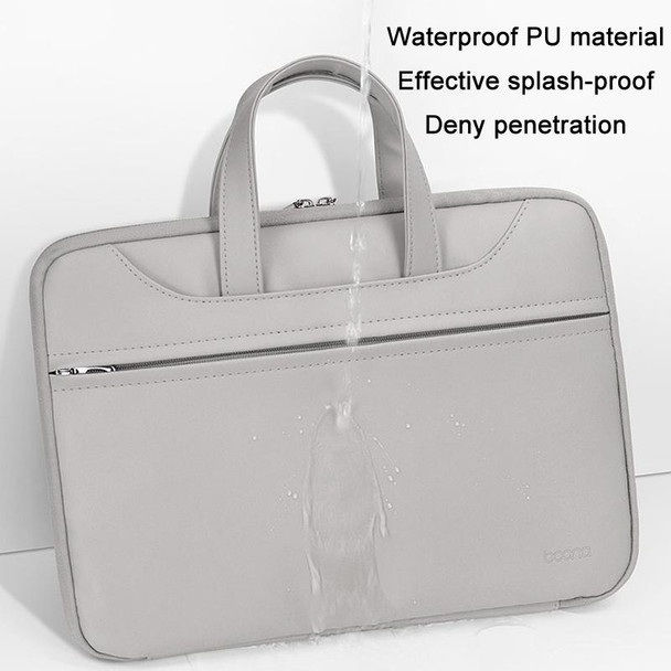 Baona BN-Q006 PU Leatherette Full Opening Laptop Handbag - 13/13.3/14 inches(Gray Thicken)