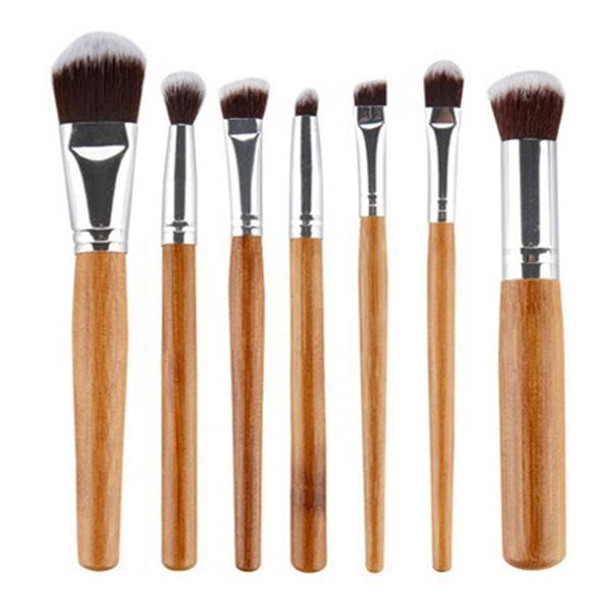 11 PCS Nylon Hair Bamboo Handle Makeup Brush Set with Pouch