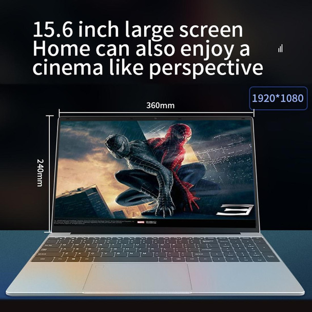 CENAVA F152 Notebook, 15.6 inch, 12GB+512GB, Fingerprint Unlock, Windows 10 Intel Celeron J4105 Quad Core 1.5-2.5GHz, Support TF Card & Bluetooth & WiFi & HDMI, US Plug(Silver)