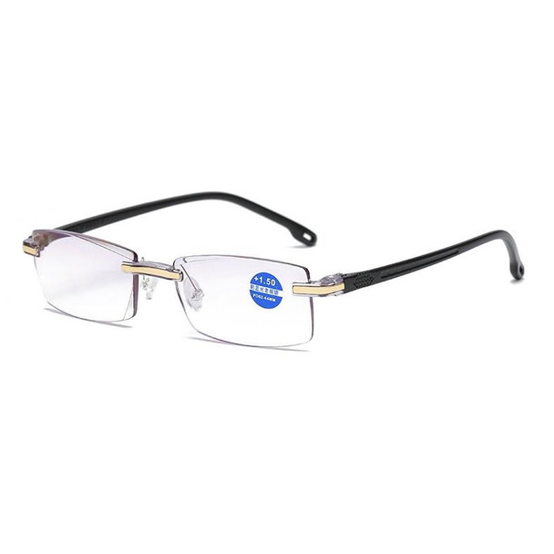 Rimless Anti Blue-ray Blue Film Lenses Presbyopic Glasses, +2.00D(Black)