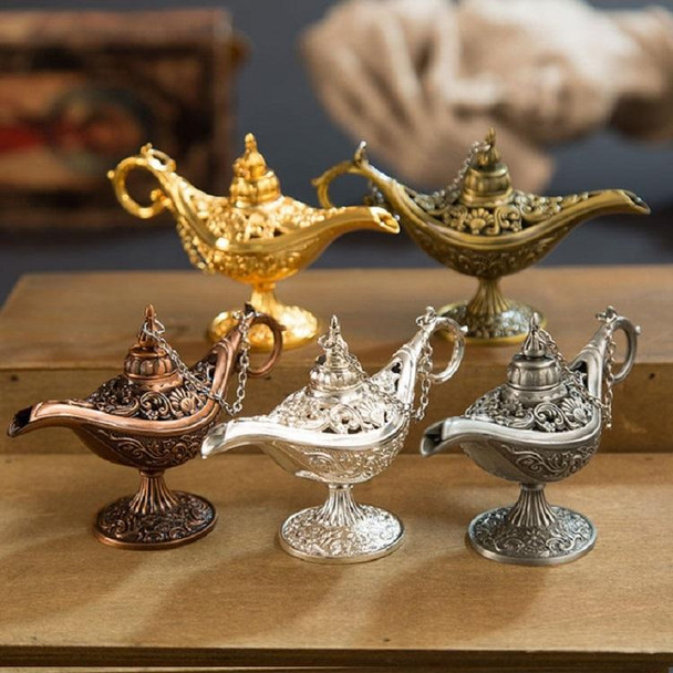 Aladdin Magic Lamp Metal Crafts Wish Lamp Aromatherapy Home Creative Decoration Gift(Old Tin)