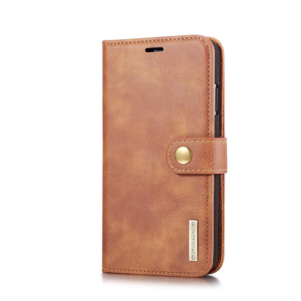 DG.MING Crazy Horse Texture Flip Detachable Magnetic Leatherette Case for iPhone XS Max, with Holder & Card Slots & Wallet (Brown)