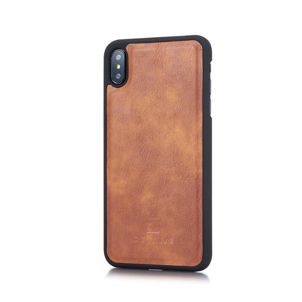 DG.MING Crazy Horse Texture Flip Detachable Magnetic Leatherette Case for iPhone XS Max, with Holder & Card Slots & Wallet (Brown)