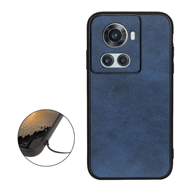 OnePlus Ace Accurate Hole Two-color Calf Texture PU Phone Case(Blue)