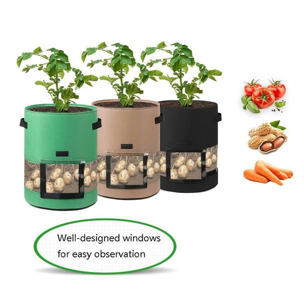 2 PCS 360 Degree Transparent Potato Bag In The Middle Covered Plant Growing Bag, Size: Medium (30x35cm) 26 Liters/7 Gallons(Brown)