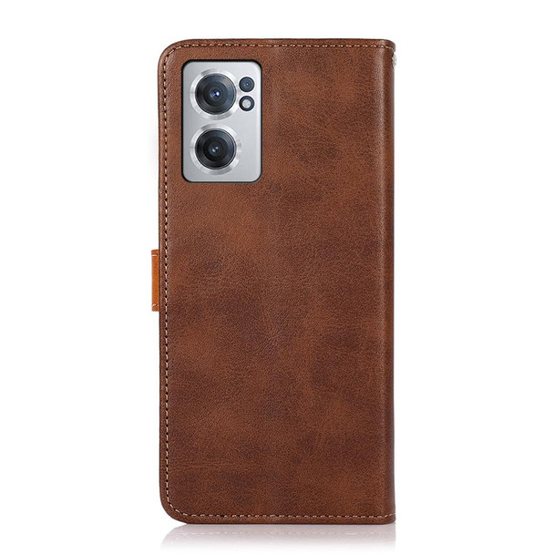 OnePlus Nord CE 2 5G KHAZNEH Dual-color Cowhide Texture Flip Leather Phone Case(Brown)