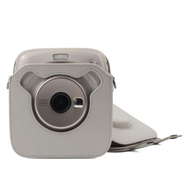 Full Body Camera PU Leather Case Bag with Strap for Fujifilm Instax Square SQ20(White)