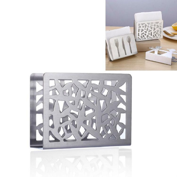 2 PCS Restaurant Hotel Napkin Nolder Paper Towel Holder Stainless Steel Square Towel Holder, Style:Grilles (Sanding)