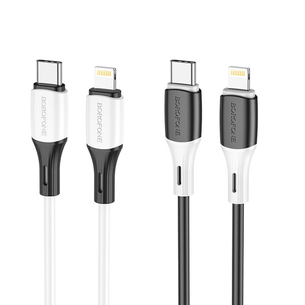 Borofone BX79 Type-C / USB-C to 8 Pin PD Silicone Sync Data Charging Cable, Length: 1m(Black)