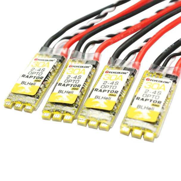 4 PCS Flycolor Raptor 390 30A 2-4S Electric Speed Controller