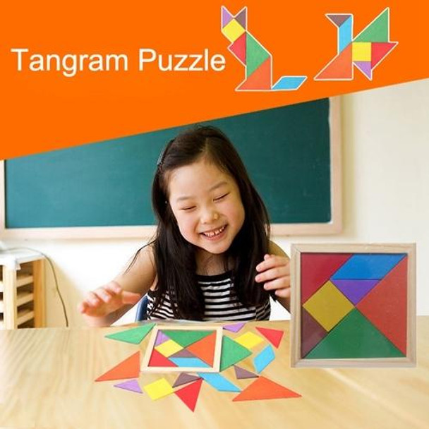 Baby Toy Fine Wooden Jigsaw Puzzle Small Size Tangram, Size: 11*11cm