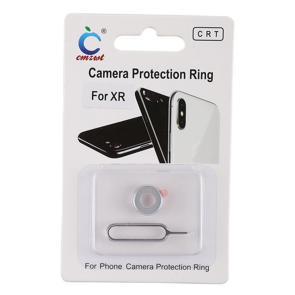 Rear Camera Lens Protection Ring Cover with Eject Pin for iPhone XR (Silver)