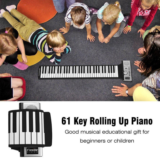 61 Keys Portable Flexible Roll Up Electronic Soft Keyboard Piano with Speakers