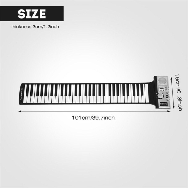 61 Keys Portable Flexible Roll Up Electronic Soft Keyboard Piano with Speakers