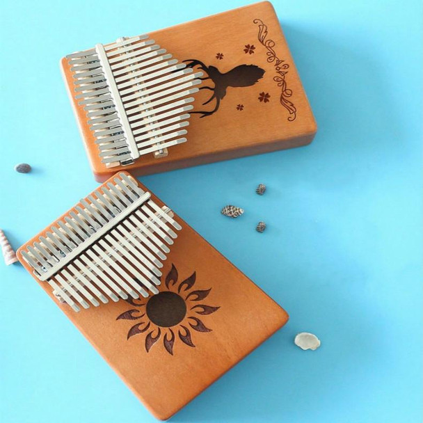 17-tone Kalimba Portable Thumb Piano, Style:Mahogany-Blue (Classic Deer)