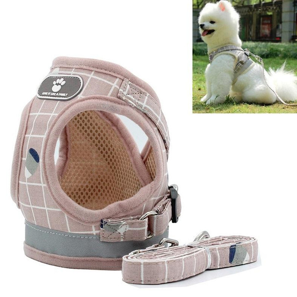 Reflective & Breathable Vest Traction Rope Pet Chest Leash, Size:XS(Pink Grid)
