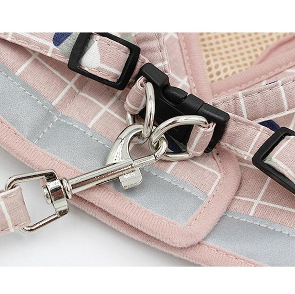 Reflective & Breathable Vest Traction Rope Pet Chest Leash, Size:XS(Pink Grid)