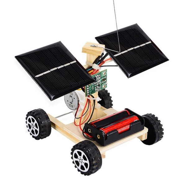 DIY Mini Wooden Car Wireless Remote Control Vehicle Model Kids Toys