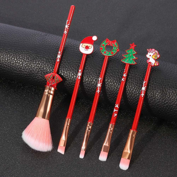 Christmas Makeup Brush Gift Elk Beginner Set Beauty Tool Set, Specification:Five Red-single Side