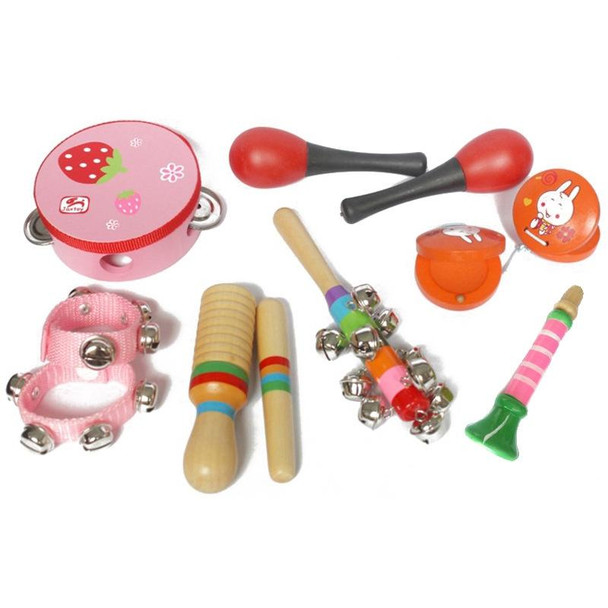 10 in 1 Children Musical Instrument Combination Wooden Early Education Baby Musical Instrument Toys( Girl)