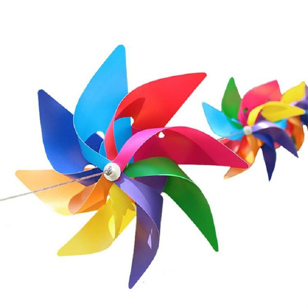 10 PCS Eight-leaf Colorful Plastic Windmill String Garden Outdoor Decoration Children Toys Diameter: 38 cm