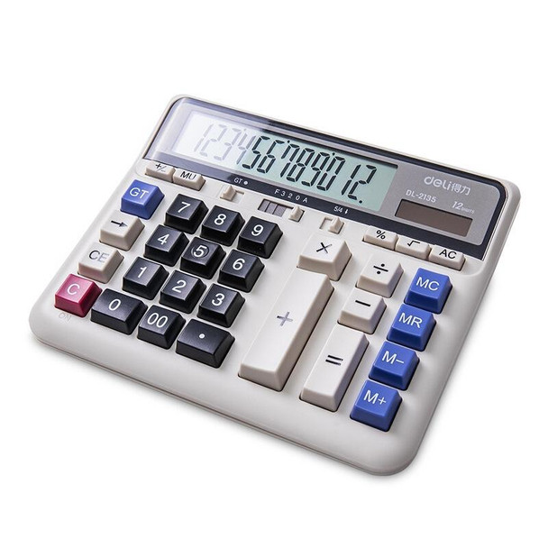 Deli 2135 Computer Keyboard Calculator Big Button Bank Office Finance Accounting Solar Calculator(White)