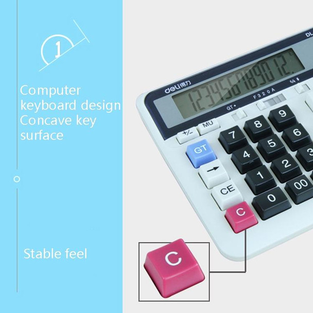 Deli 2135 Computer Keyboard Calculator Big Button Bank Office Finance Accounting Solar Calculator(White)