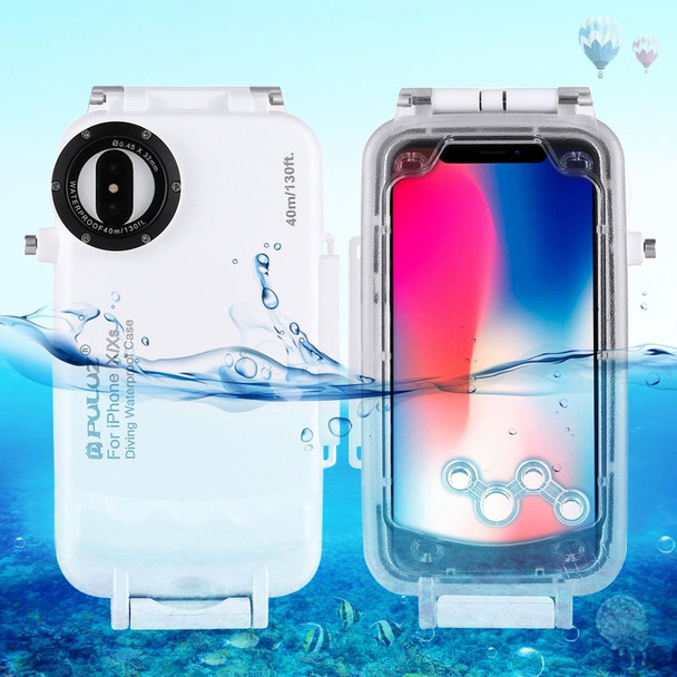 PULUZ 40m/130ft Waterproof Diving Case for iPhone X / XS, Photo Video Taking Underwater Housing Cover(White)