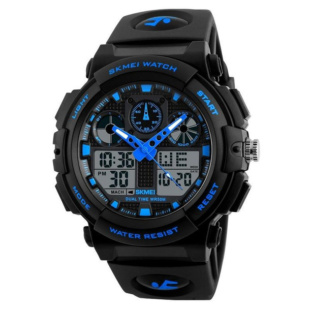 SKMEI 1270 Men Waterproof Dual Display Digital Watch Outdoor Sports Watch(Blue)