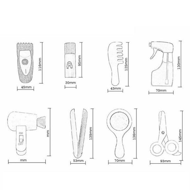 18 PCS / Set Simulation Haircut Kit Set Children Pretend Play Makeup Tools Wooden Toys(Haircase)