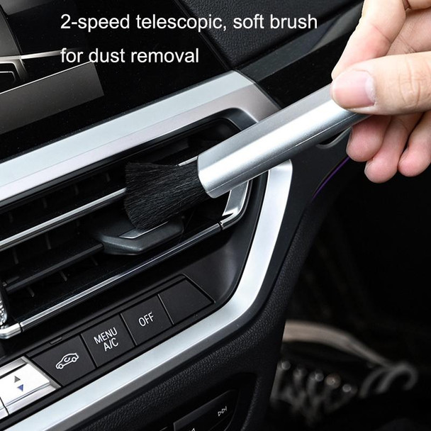 10 PCS Car Air Conditioner Air Outlet Telescopic Cleaning Brush, Color: Silver